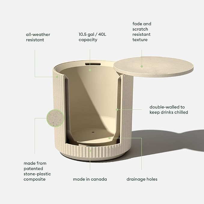 Outdoor Cooler Side Table - 2 in 1 - Designed for use as Outdoor Side Table