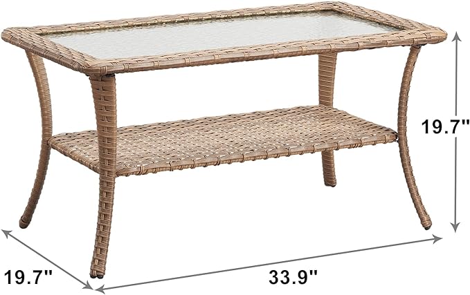 Patio Tables Outdoor Coffee Table - Wicker Rattan Coffee Table