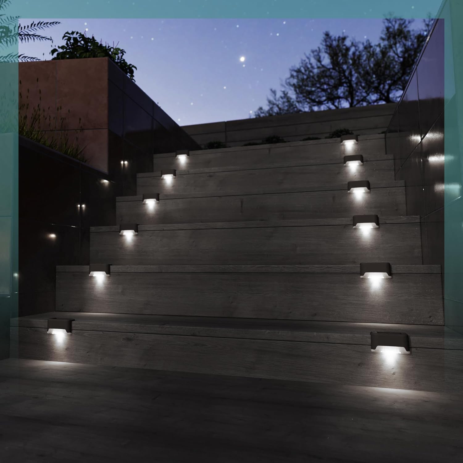 12 Pcs Solar Deck Lights, Bronze Finished Waterproof Led Solar Lamp for Outdoor Pathway, Yard, Patio, Stairs, Step and Fences. (Cool White)