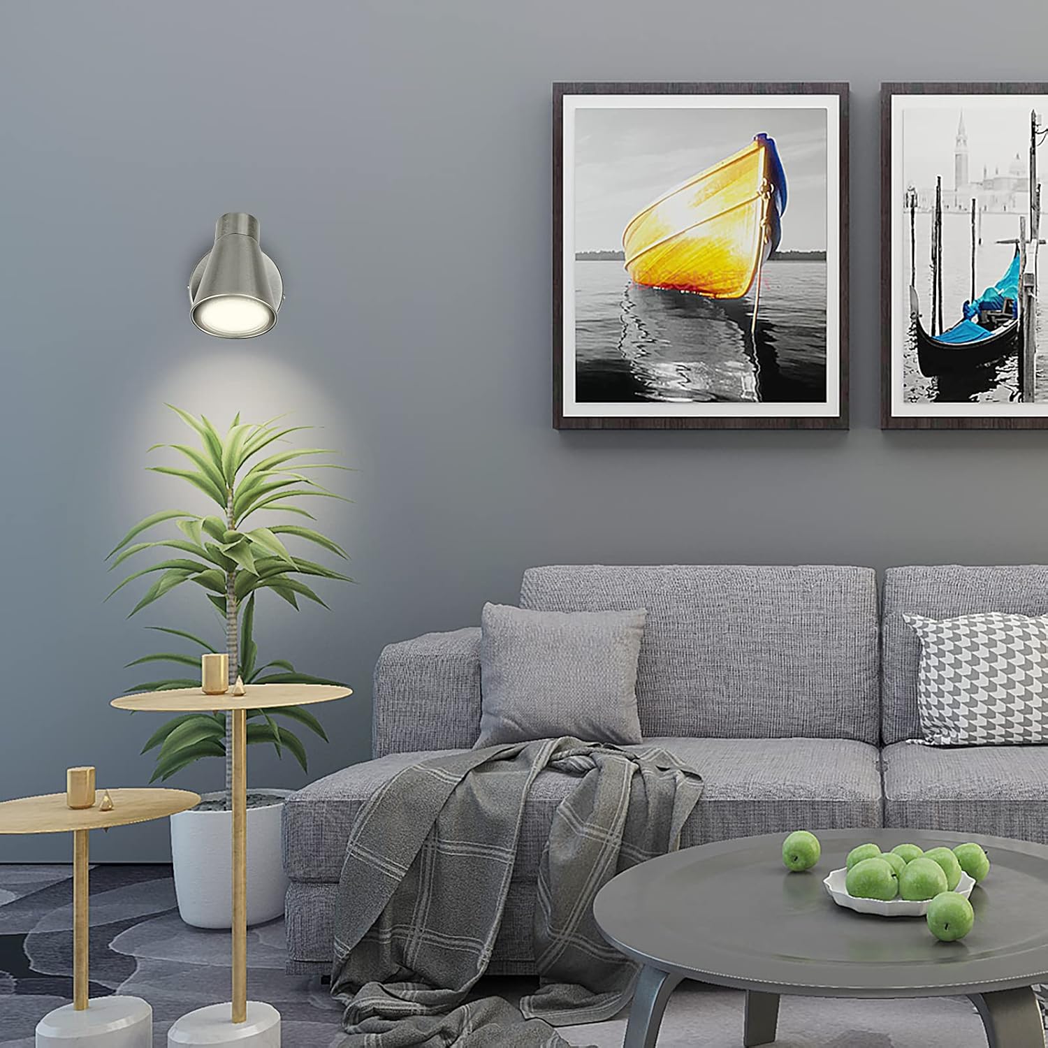 Track Lights Plug-in, Small Directional Wall Spotlight, Flush Mount Hallway Ceiling Light Fixture