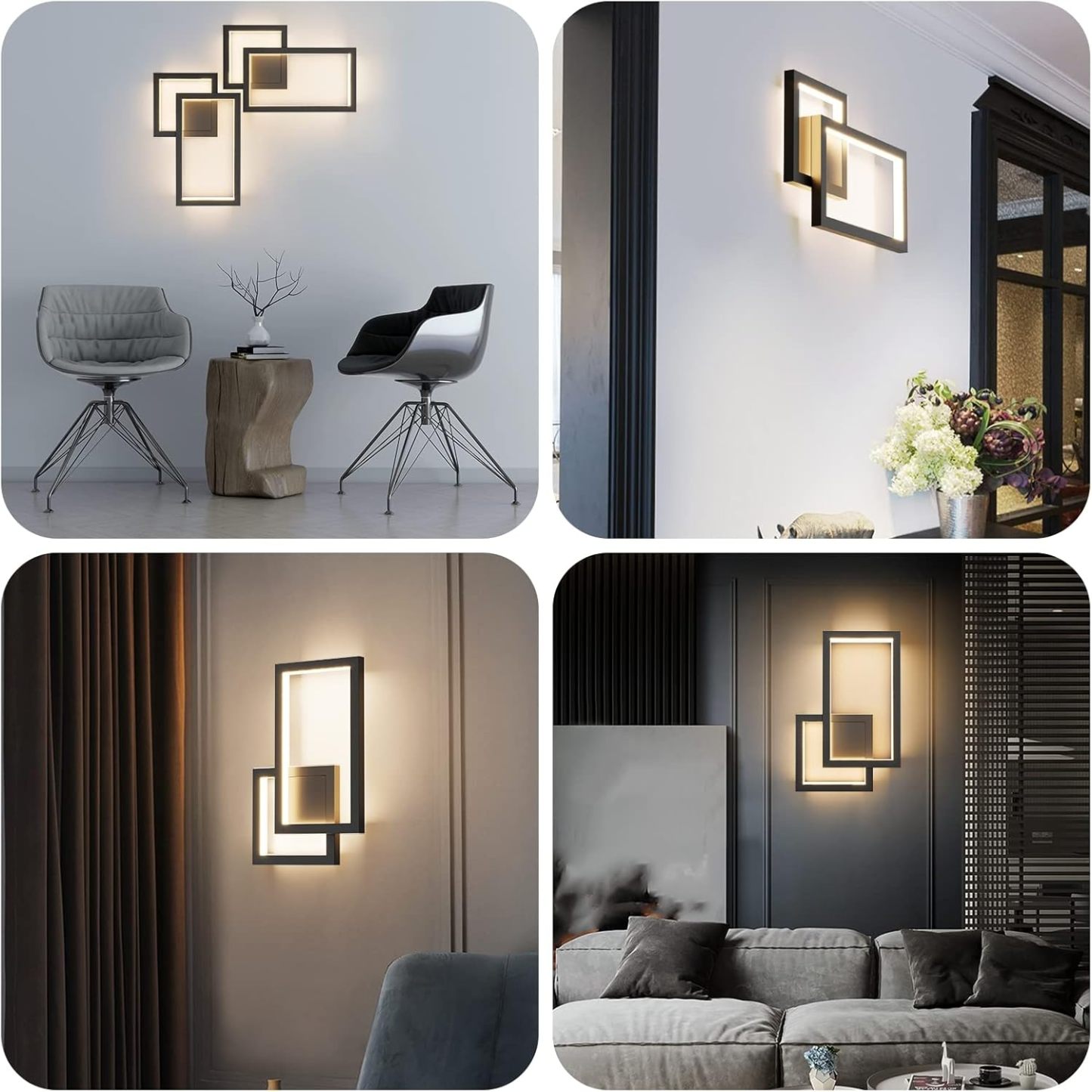 2-Pack Modern Indoor Wall Sconce 20W Aluminum Up and Down LED Modern Black Wall Sconce for Indoor Living Room Bedroom Hallway (Warm White Light, 3000K)