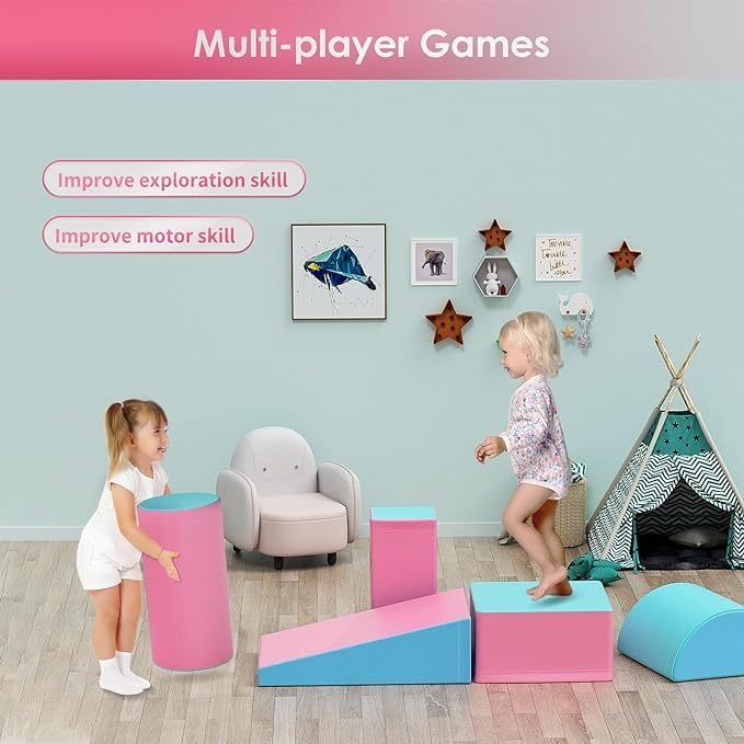 Climb and Crawl Activity Play Set, Soft Foam Climber 5-Piece Sets Crawl and Climb Foam