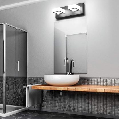 2 Lights Black Modern Bathroom Vanity Light Acrylic LED Modern Black Bathroom Wall Lighting Fixtures