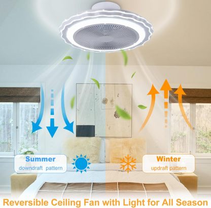 Ceiling Fan Mount for Bedroom: 20 Inch Bladeless Ceiling Fan with Light and Remote for Living Room Kitchen Dining Room