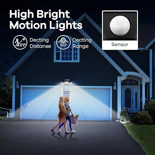 Solar Outdoor Lights, IP65 Waterproof 1600 Lumens 108 LEDs Solar Flood Lights Outdoor 2 Pack