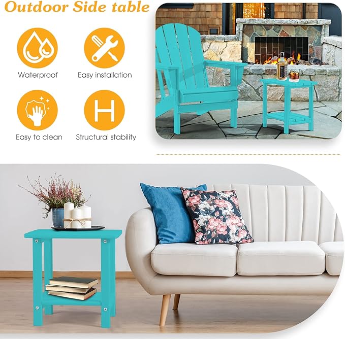 Adirondack Outdoor Side Table, 2-Tier Sturdy Patio End Table