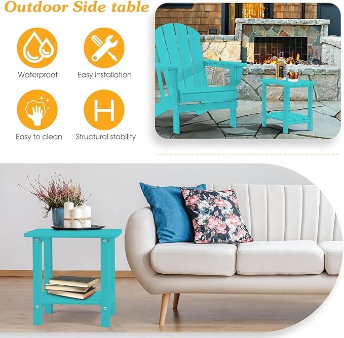 Adirondack Outdoor Side Table, 2-Tier Sturdy Patio End Table