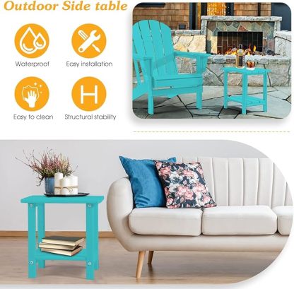 Adirondack Outdoor Side Table, 2-Tier Sturdy Patio End Table