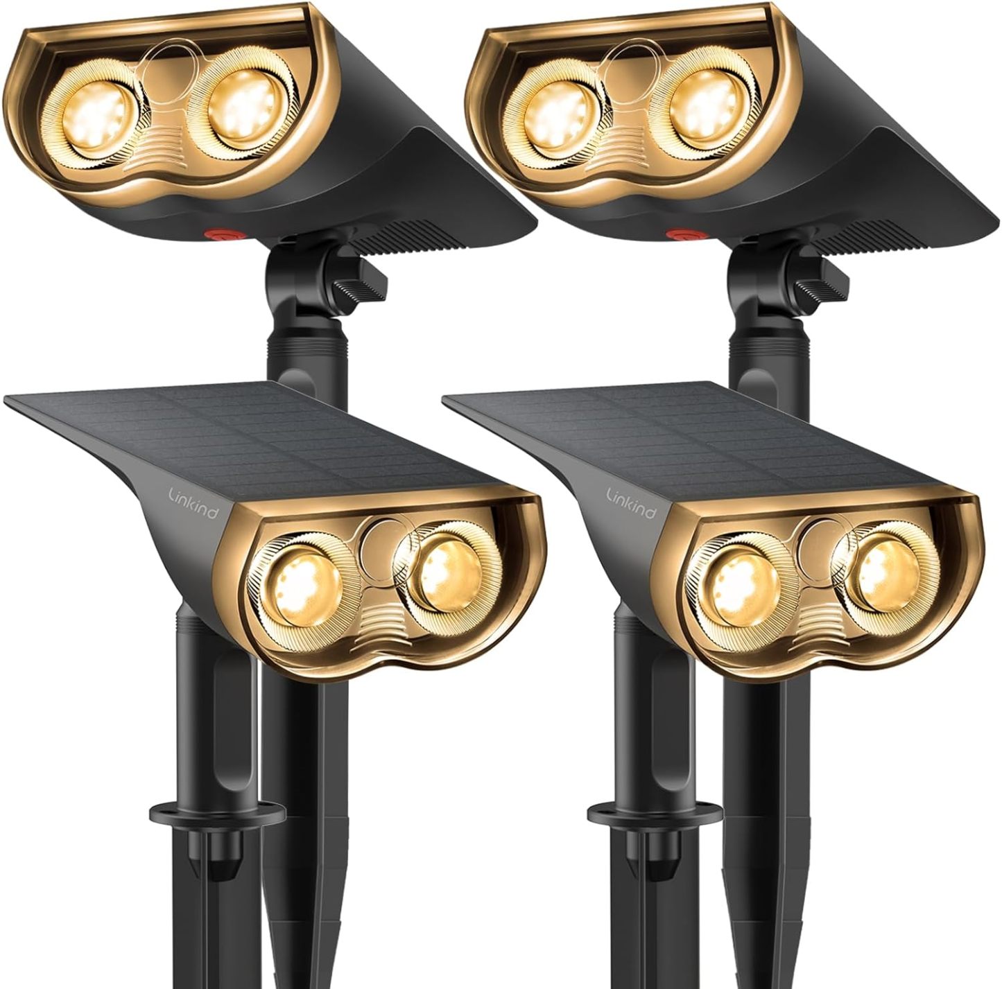 Solar Outdoor Lights, Solar Lights Outdoor Waterproof IP67, 2-in-1 Solar Spot Lights Outdoor 4 Pack