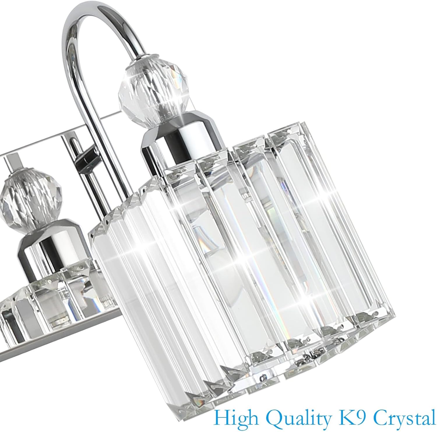 Chrome Crystal Vanity Light for Bathroom 4-Lights 31.5'' Modern Bathroom Wall Lighting Modern Chrome Bathroom Vanity Lighting Over Mirror