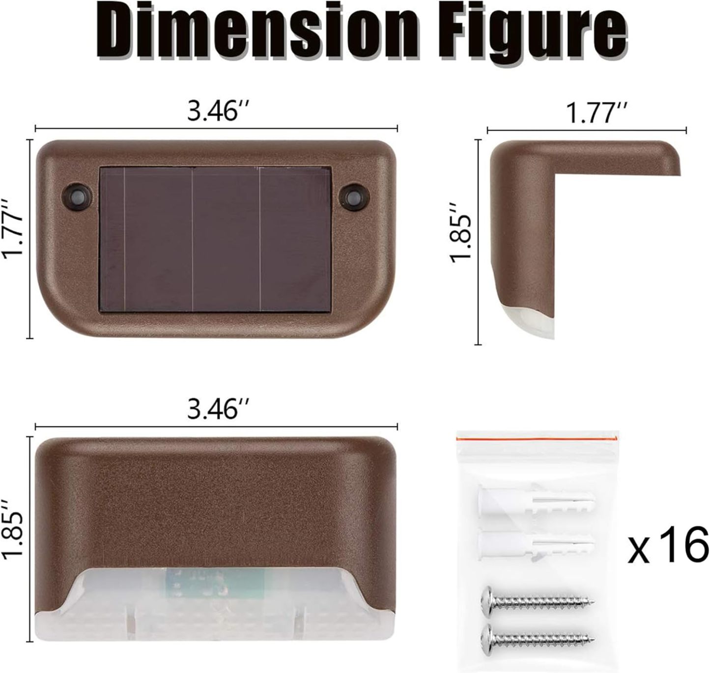 12 Pcs Solar Deck Lights, Bronze Finished Waterproof Led Solar Lamp for Outdoor Pathway, Yard, Patio, Stairs, Step and Fences. (Cool White)