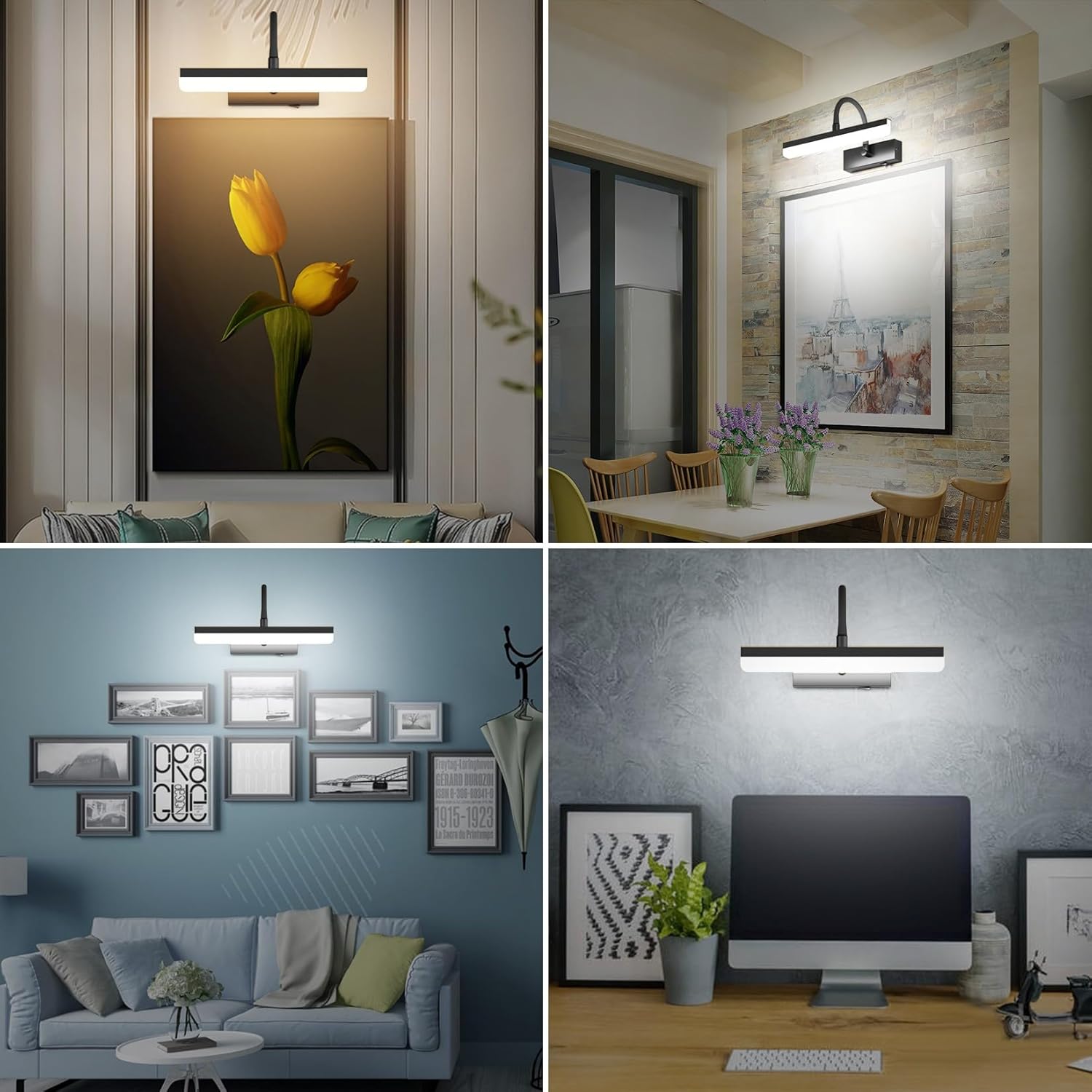 Picture Light Battery Operated LED Dimmable Painting Light with Remote, Rotatable Light Tube with 3 Lighting Modes, Dimmable Display Light with Timer for Painting Picture Frame Portrait Art