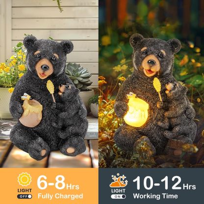 Solar Garden Statues Loving Bear Figurine Lights for Outside, Yard Decorations Outdoor, Garden Decor Unique Birthday Housewarming Gifts