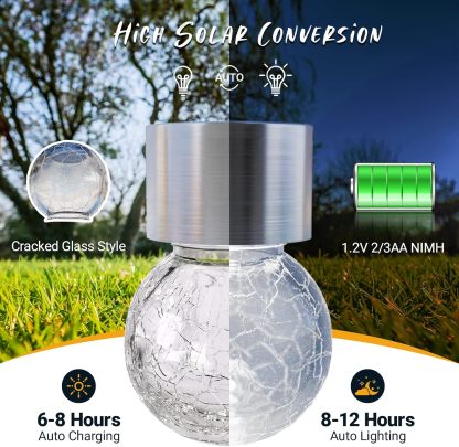 12 Pack Solar Outdoor Lights, Solar Hanging Lights for Christmas Decoration-Cracked Glass Solar Lights Outdoor Waterproof for Garden, Yard, Fence, Tree(Cold White)