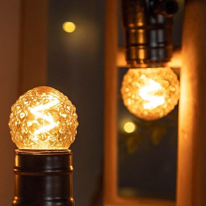 E26 Low Watt LED Amber Light Bulbs 10Watt, 1W Mini Globe Edison Small Light Bulbs,2200K Warm White Decorative Nightlight Bulbs for Indoor or Outdoor,Glass,80Lumens,2Pcs