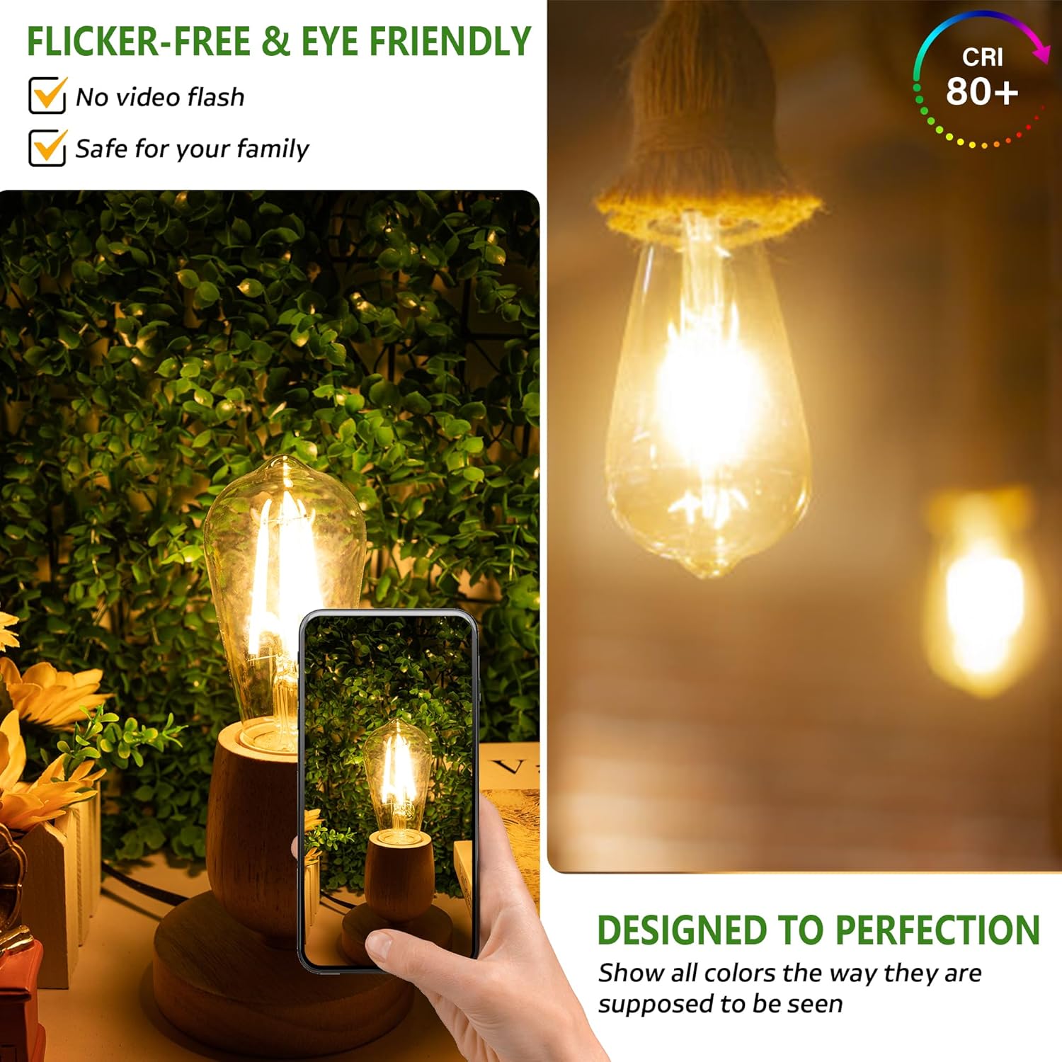 Dimmable LED Edison Light Bulbs,E26 Standard Base 11W 1600Lumens High Brightness Filament Bulb Equivalent 100W,2700K Warmwhite Vintage LED Bulbs for Household or Commercial,ST58,110V,3pcs