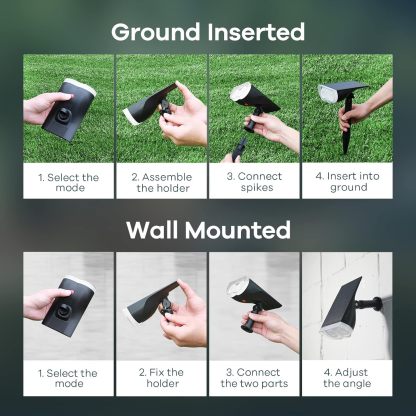 Solar Outdoor Lights, Solar Lights for Outside Waterproof IP67, 2-in-1 Solar Spot Lights Outdoor, 4 Pack