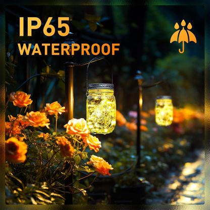 Solar Mason Jar Lights, 12 Pack 30 Led String Fairy Lights Garden Lights Outdoor Waterproof Metal Lid Hanging Solar Lanterns for Outdoor, Garden, Patio, Lawn, Balcony Decoration