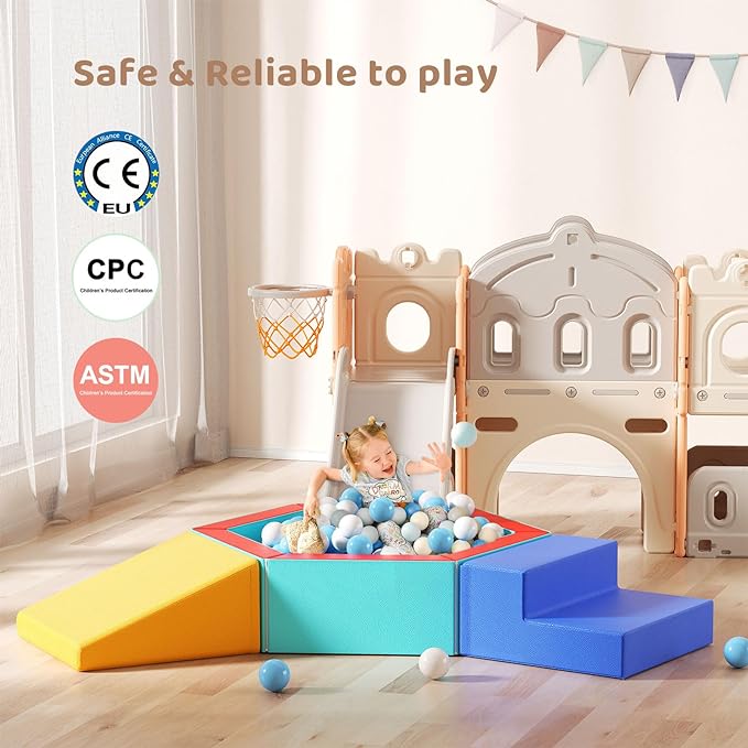 Foam Climbing Blocks with Ball Pit, Soft Play Climbing for Toddlers