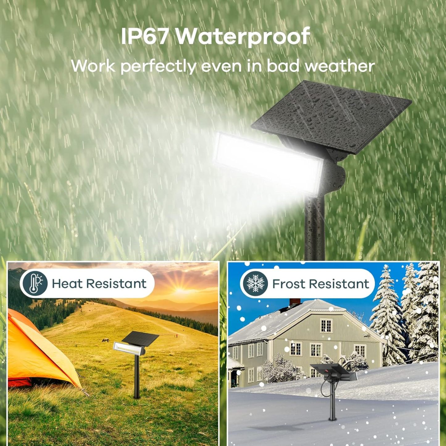 Solar Spot Lights, Upgraded 54 LEDs Daylight Solar Outdoor Lights 4 Pack