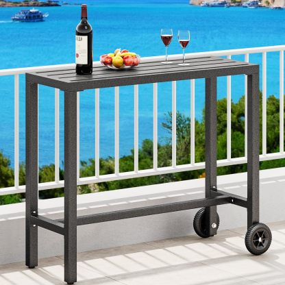 Outdoor Bar Table, 39" Narrow Bar Table, Durable Bar Height Table for Balcony, Patio, Garden, Yard, Poolside, Silver