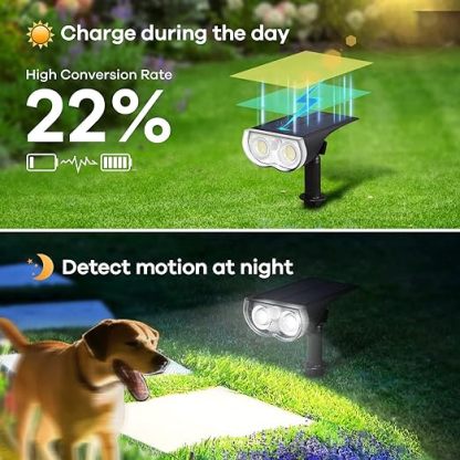 Solar Outdoor Lights, Motion Sensor Solar Spot Lights Outdoor, 3 Modes IP67 Waterproof 2 PACK