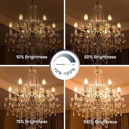 E12 Candelabra LED Light Bulbs 60W Equivalent, B11 Dimmable Chandelier Light Bulbs, 4.5W Clear Glass Vintage Edison Filament Candle Bulbs 6 Packs