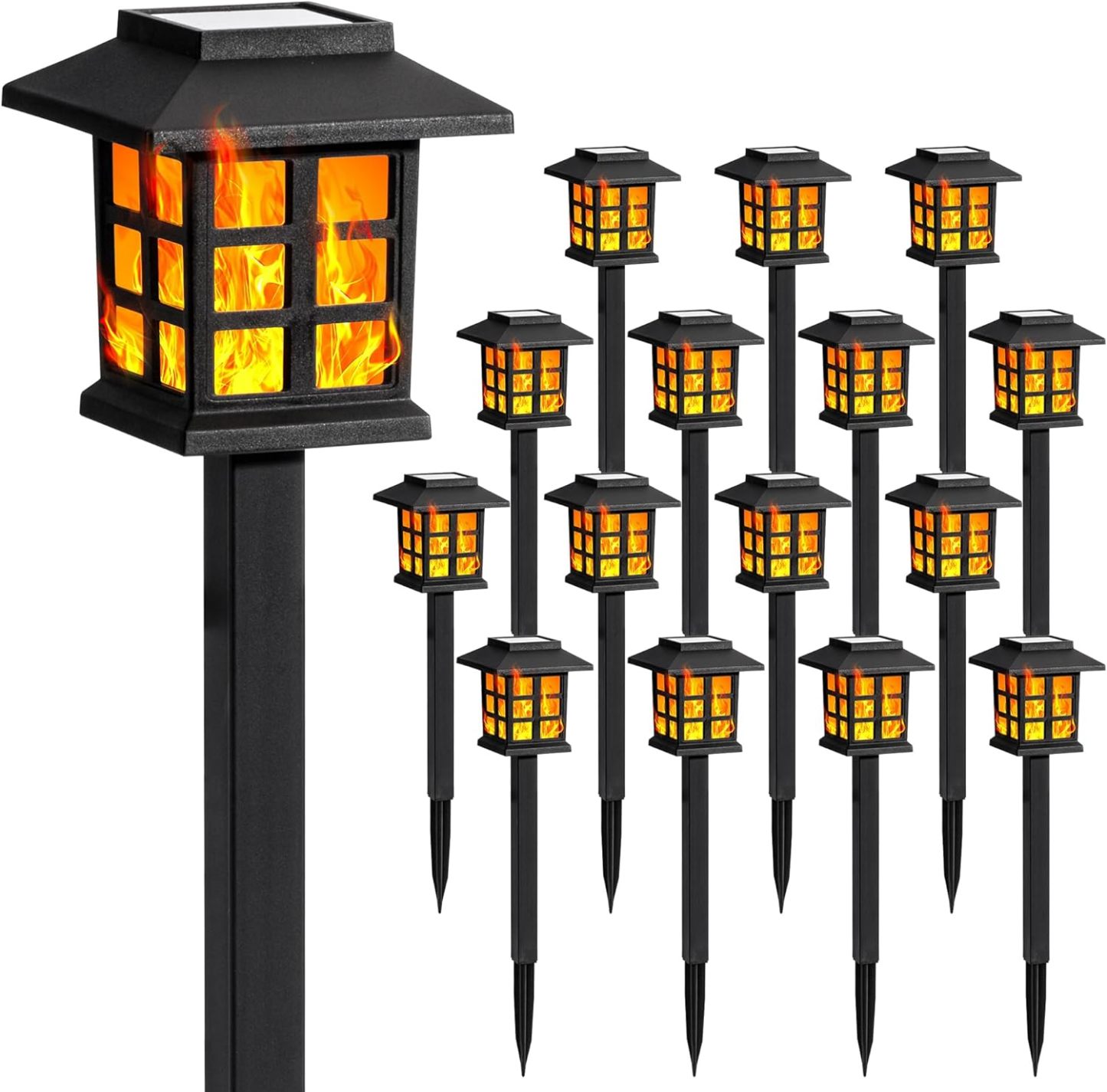 Solar Lights for Outside,16 Pack Flickering Flame LED Solar Outdoor Lights, Waterproof Solar Garden Lights Maintain 10 Hours of Lighting for Christmas, Garden, Landscape, Path, Yard, Patio