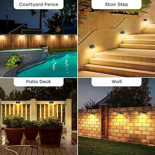 Solar Powered Motion Sensor Outdoor Lights Waterproof, LED Solar Step Lights Warm White, Outdoor Solar Deck Lights for Fence Post, Step 4 Pack