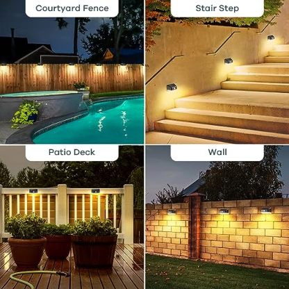 Solar Powered Motion Sensor Outdoor Lights Waterproof, LED Solar Step Lights Warm White, Outdoor Solar Deck Lights for Fence Post, Step 4 Pack