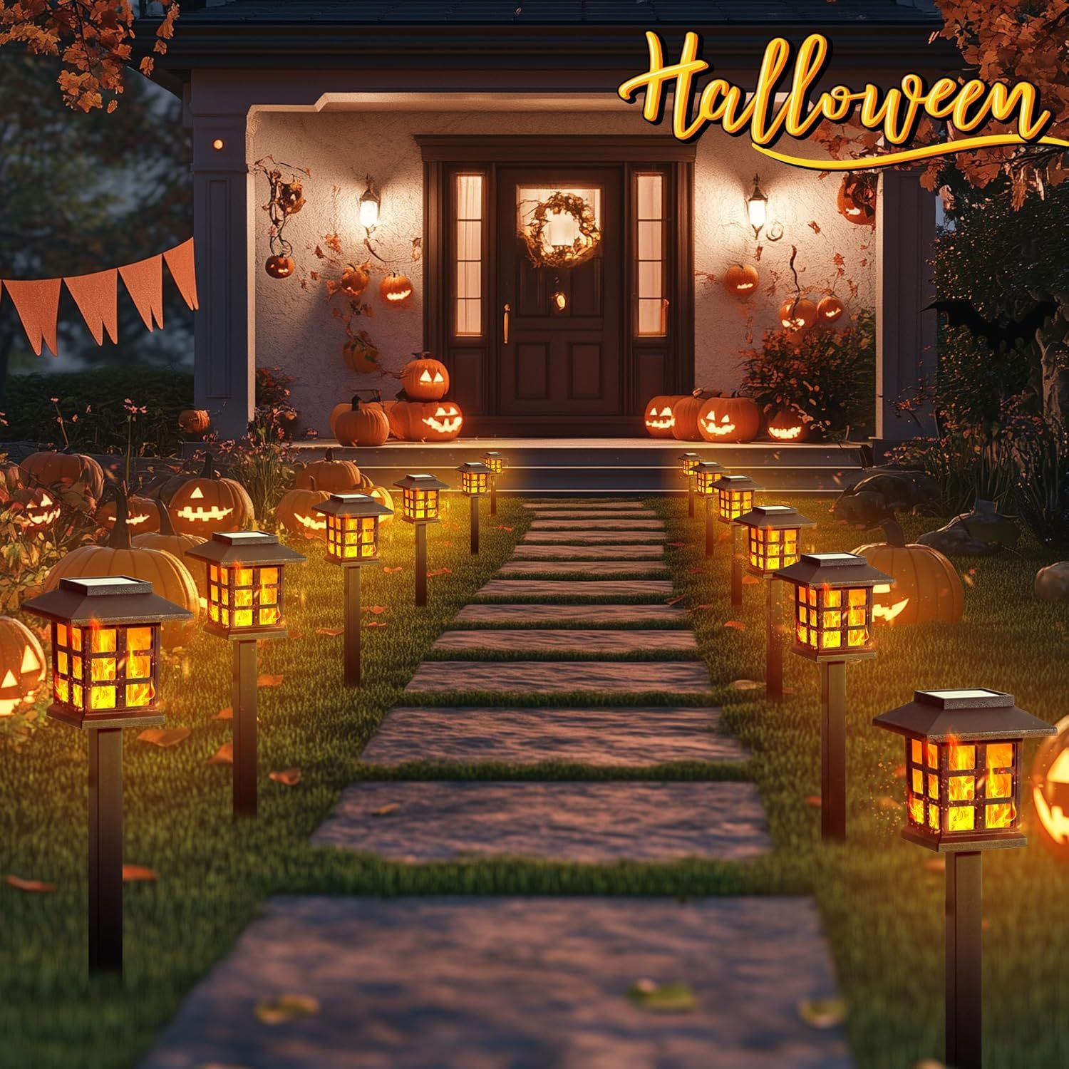 Solar Lights for Outside,16 Pack Flickering Flame LED Solar Outdoor Lights, Waterproof Solar Garden Lights Maintain 10 Hours of Lighting for Christmas, Garden, Landscape, Path, Yard, Patio