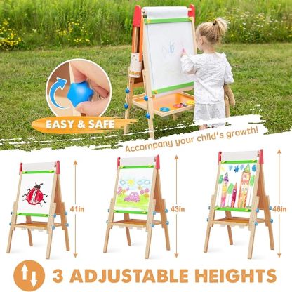 Easel for Kids with 2 Drawing Paper Roll, Learning-Toy for 3,4,5,6,7,8 Years Old Boy & Girls