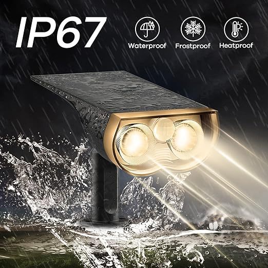 Solar Outdoor Lights, Motion Sensor Solar Spot Lights Outdoor, 3 Modes IP67 Waterproof 2 PACK