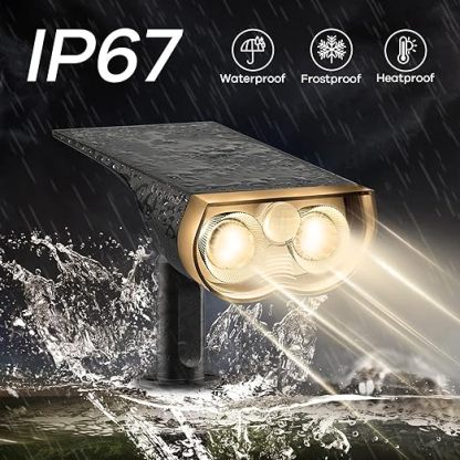 Solar Outdoor Lights, Motion Sensor Solar Spot Lights Outdoor, 3 Modes IP67 Waterproof 2 PACK