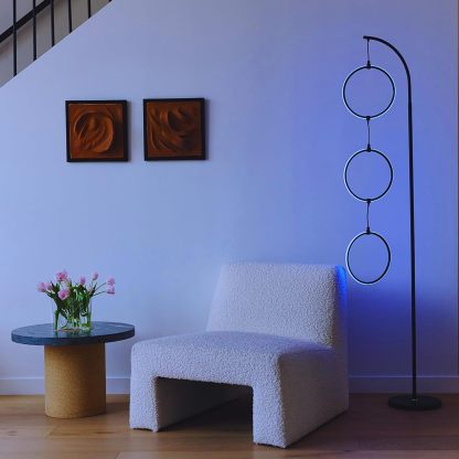 LED Lamp with Stunning RGB Color Gradient and Contemporary 3-Circle Ring-Style Pendant