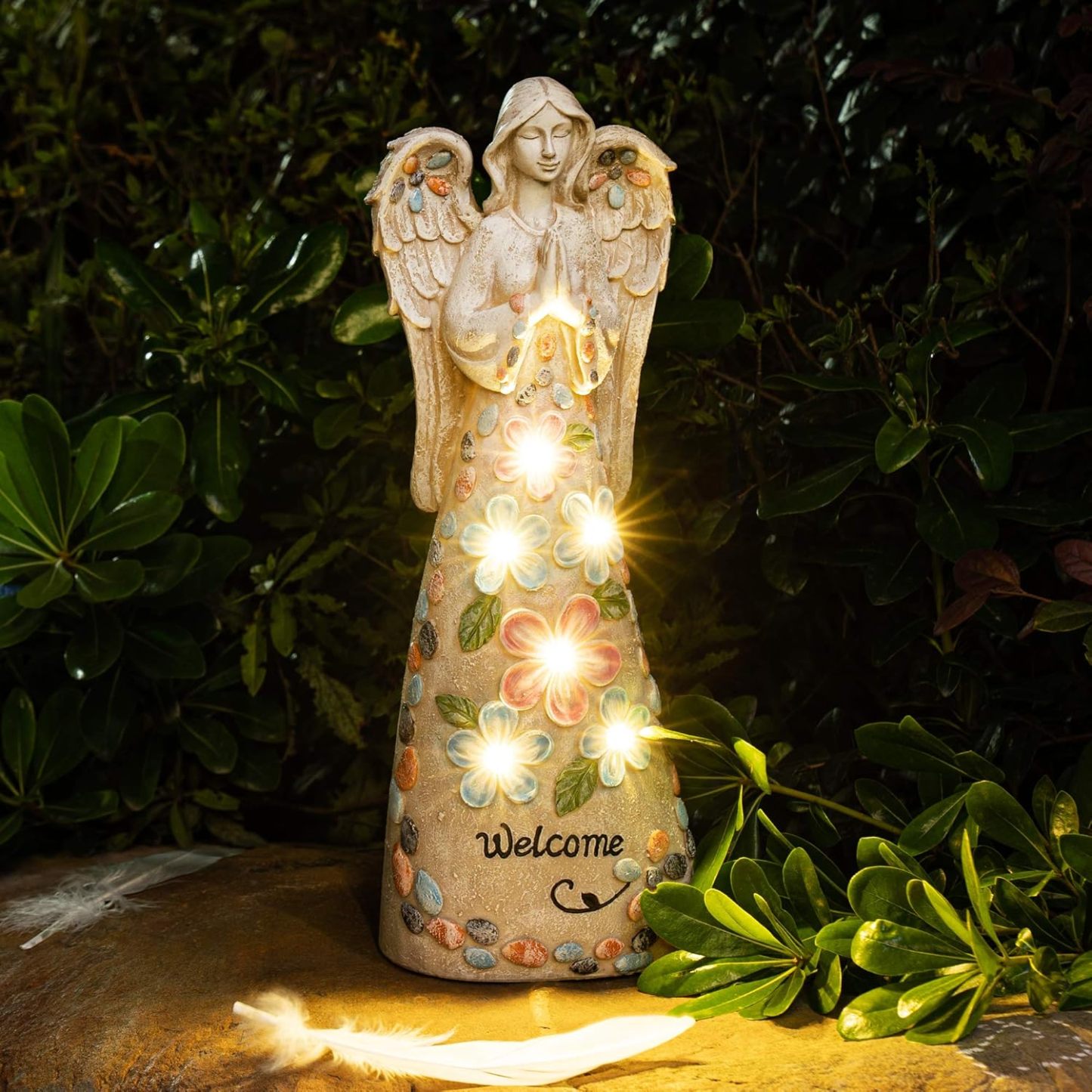 Solar Garden Statues Angel Figurine Lights for Outside, Yard Decorations Outdoor, Garden Decor Unique Sympathy Housewarming Gifts
