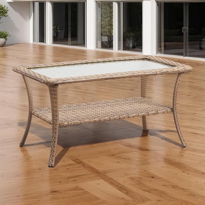 Patio Tables Outdoor Coffee Table - Wicker Rattan Coffee Table