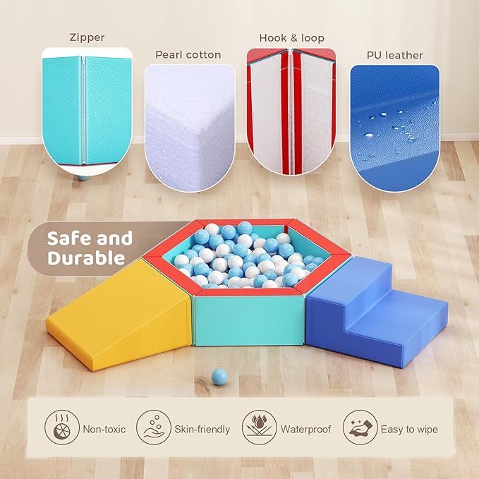 Foam Climbing Blocks with Ball Pit, Soft Play Climbing for Toddlers