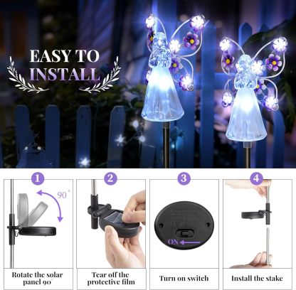 Solar Angel Garden Stake Lights - 2 Pack Angel Solar Lights Outdoor Garden, Eternal Light Angel with 7 LEDs for Cemetery Grave Decorations, Memorial Gift, Christmas Yard Art, Sympathy Gifts