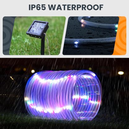 2 Pack Solar Rope Lights, Each with 100 LEDs 35.7 FT 8 Modes, Solar Rope Lights Outdoor Waterproof, Solar String Rope Lights for Outdoor Balcony Fence Patio Backyard Camping(Multicolor)