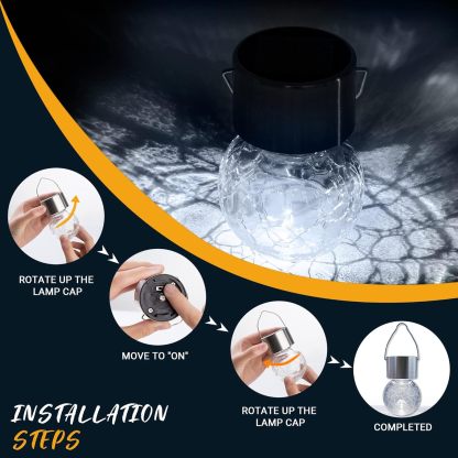 12 Pack Solar Outdoor Lights, Solar Hanging Lights for Christmas Decoration-Cracked Glass Solar Lights Outdoor Waterproof for Garden, Yard, Fence, Tree(Cold White)