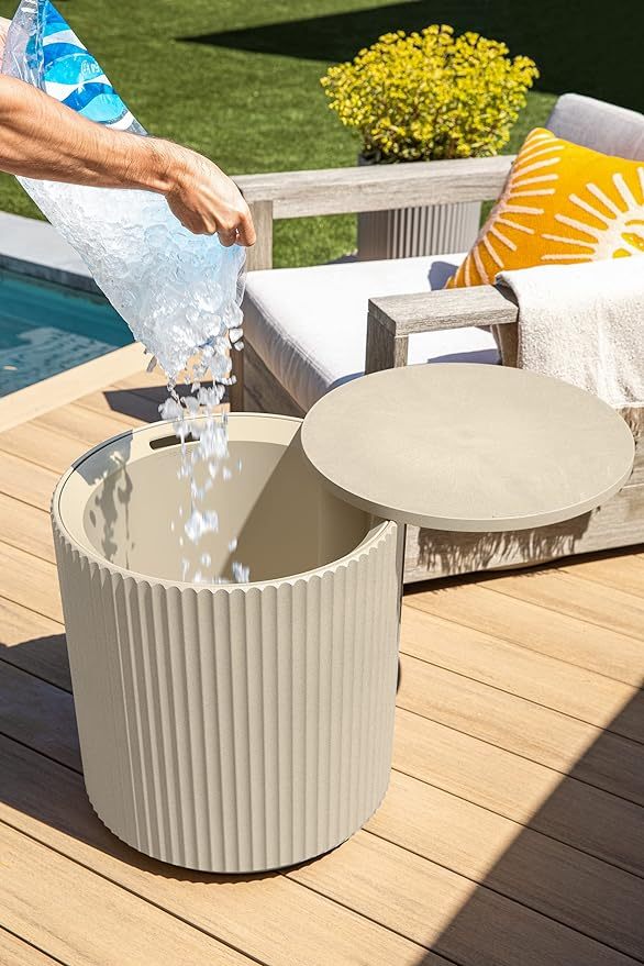 Outdoor Cooler Side Table - 2 in 1 - Designed for use as Outdoor Side Table