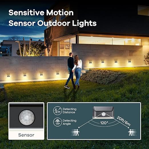 Solar Powered Motion Sensor Outdoor Lights Waterproof, LED Solar Step Lights Warm White, Outdoor Solar Deck Lights for Fence Post, Step 4 Pack