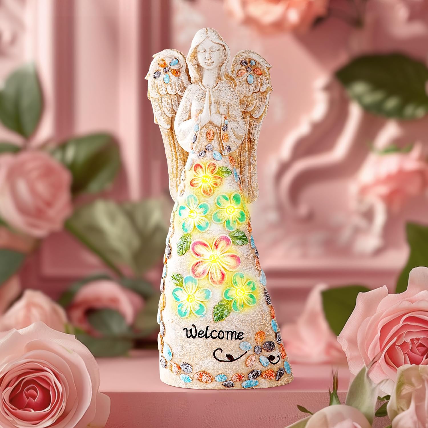 Solar Garden Statues Angel Figurine Lights for Outside, Yard Decorations Outdoor, Garden Decor Unique Sympathy Housewarming Gifts