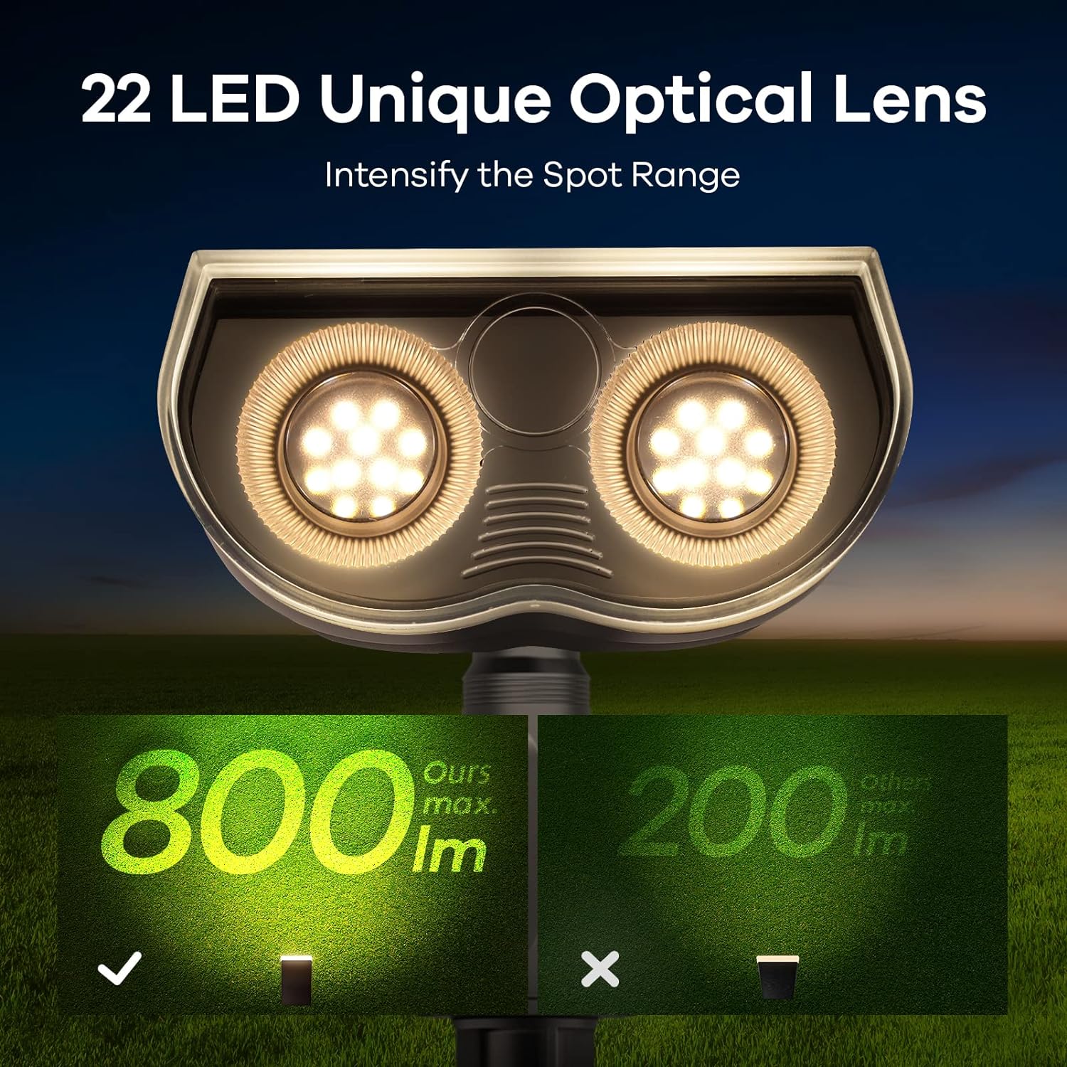 Solar Outdoor Lights, Solar Lights Outdoor Waterproof IP67, 2-in-1 Solar Spot Lights Outdoor 4 Pack