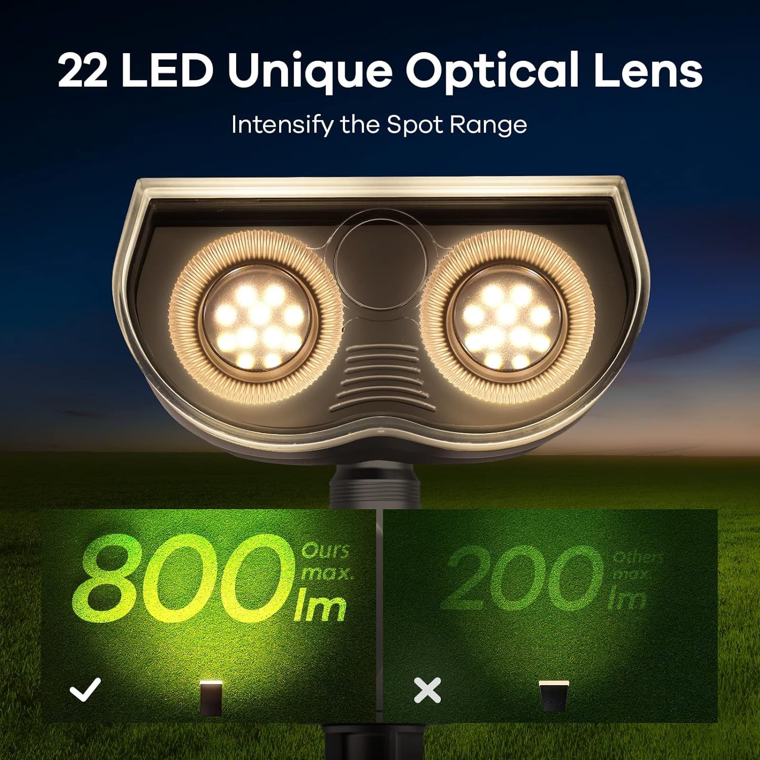 Solar Outdoor Lights, Solar Lights Outdoor Waterproof IP67, 2-in-1 Solar Spot Lights Outdoor 4 Pack