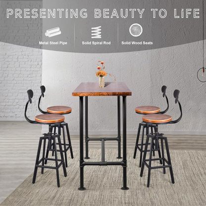 Industrial 41.3inch Height Bar Table Vintage Pipe Design Bistro Table