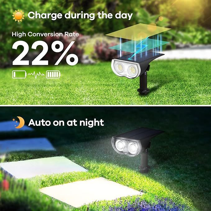 Solar Outdoor Lights, Solar Lights for Outside Waterproof IP67, 2-in-1 Solar Spot Lights Outdoor, 4 Pack