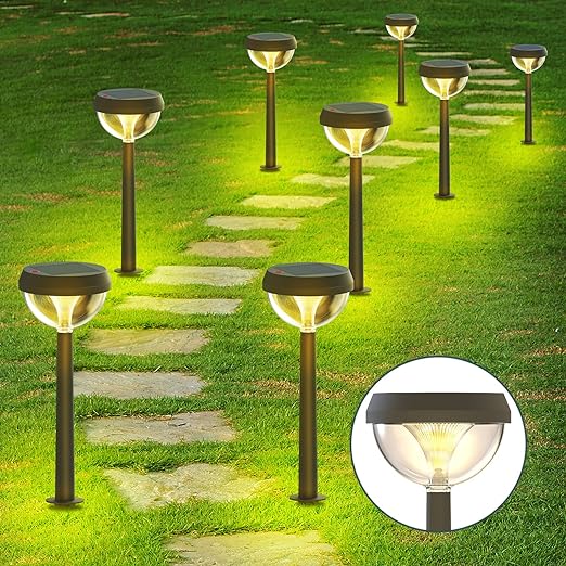 Solar Pathway Lights 8 Pack, Solar Outdoor Lights Warm White, Solar Path Lights for Outside Waterproof
