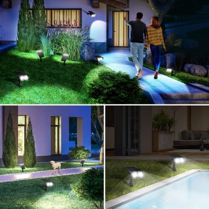 Solar Outdoor Lights, Solar Lights for Outside Waterproof IP67, 2-in-1 Solar Spot Lights Outdoor, 4 Pack
